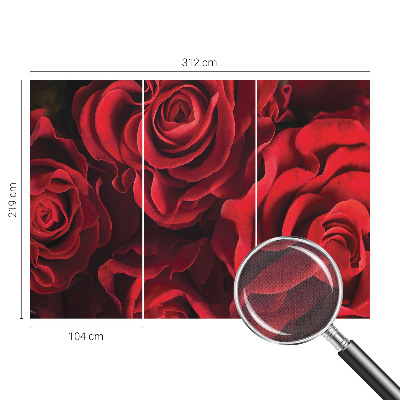 Peel and stick wall mural with a red rose pattern