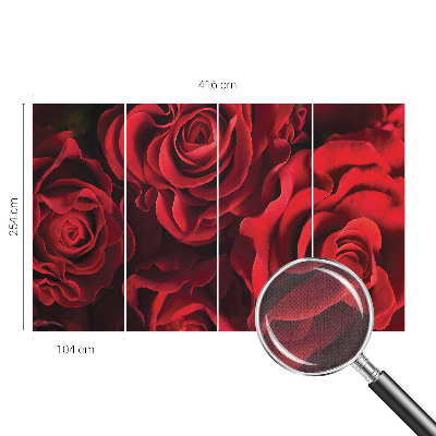 Peel and stick wall mural with a red rose pattern