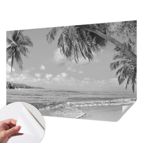 Self-adhesive wall mural with a tropical paradise design