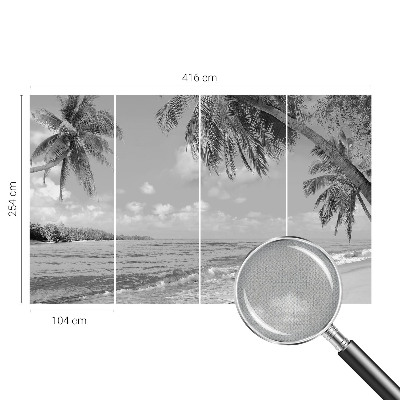 Self-adhesive wall mural with a tropical paradise design