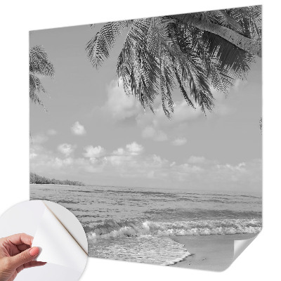 Self-adhesive wall mural with a tropical paradise design