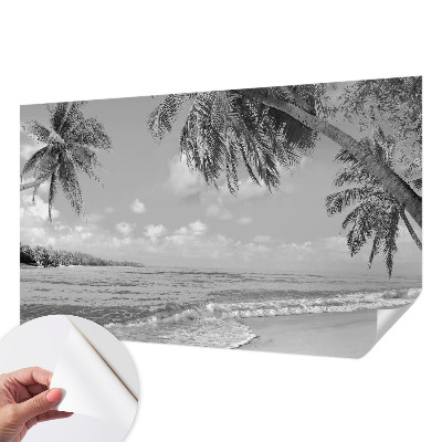 Self-adhesive wall mural with a tropical paradise design
