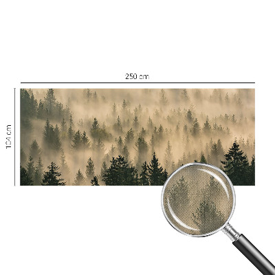 Peel and stick wall mural for living room with a forest fog design