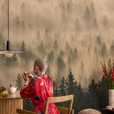 Peel and stick wall mural for living room Forest fog
