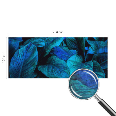 Stick-on wall mural with blue leaf pattern
