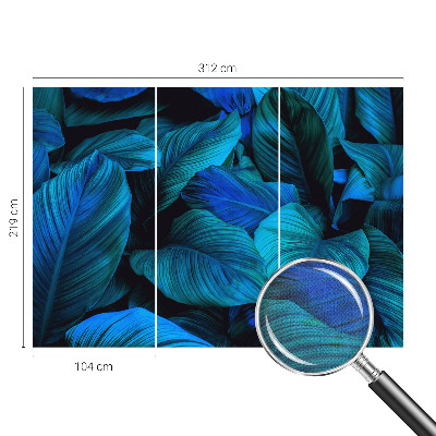Stick-on wall mural Blue leaves