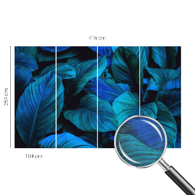 Stick-on wall mural Blue leaves
