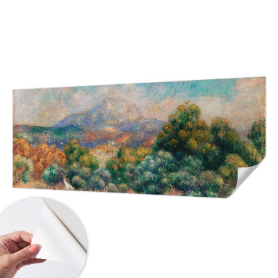 Peel and stick wall mural for bedroom featuring a mountain landscape