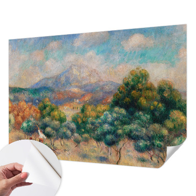 Peel and stick wall mural for bedroom featuring a mountain landscape