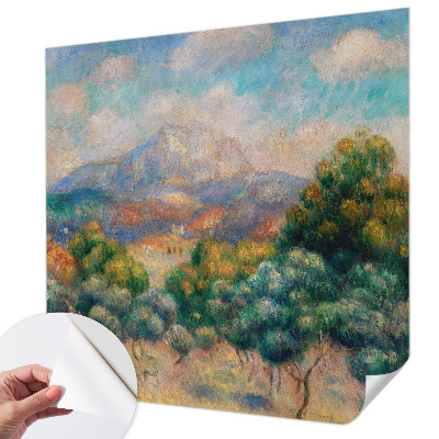 Peel and stick wall mural for bedroom featuring a mountain landscape