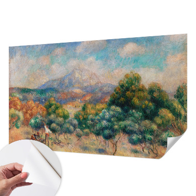 Peel and stick wall mural for bedroom featuring a mountain landscape