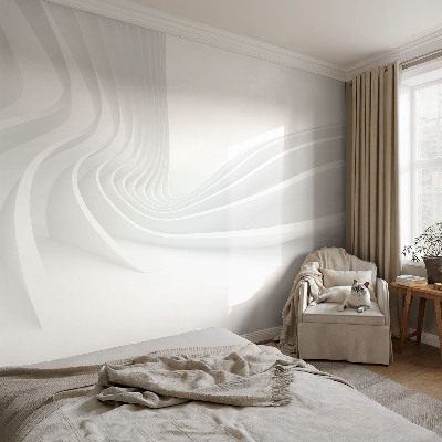 Removable wall mural with a fluid line design