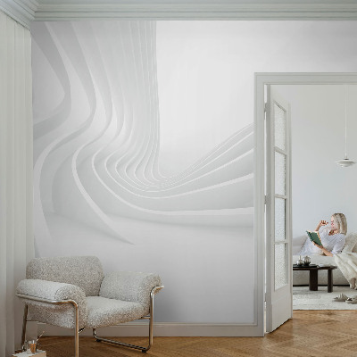 Removable wall mural with a fluid line design