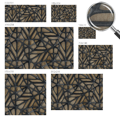 Children's wall mural with a wooden net design