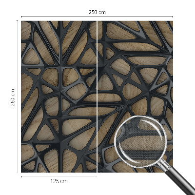 Children's wall mural with a wooden net design
