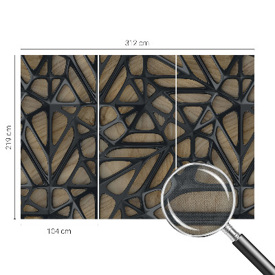 Children's wall mural with a wooden net design