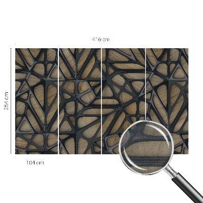 Children's wall mural with a wooden net design