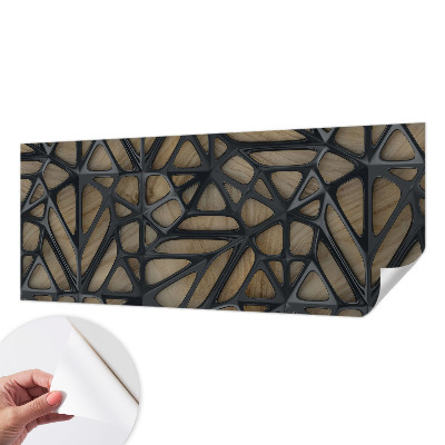 Children's wall mural with a wooden net design