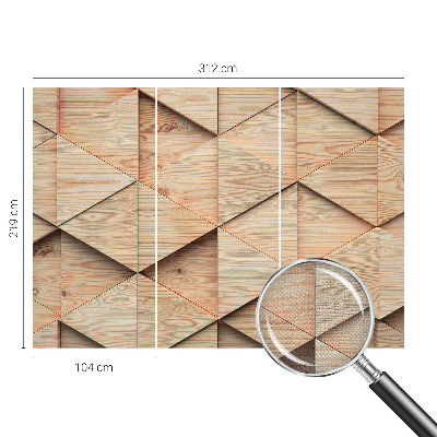 3D photo wallpaper mural with a wooden mosaic design