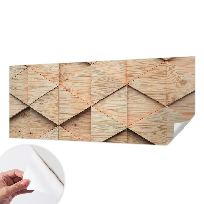 3D photo wallpaper mural with a wooden mosaic design