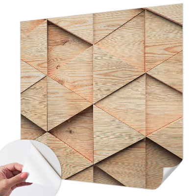 3D photo wallpaper mural with a wooden mosaic design