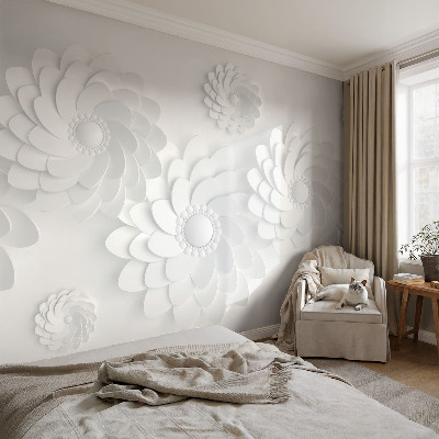 Baby room wall mural with a delicate floral design