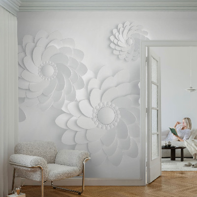 Baby room wall mural with a delicate floral design