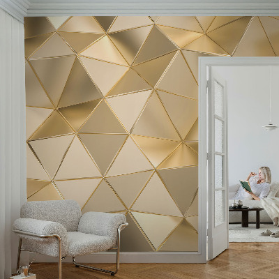 Self-adhesive wall mural with triangular patterns
