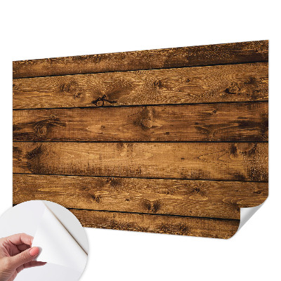Removable wall mural wallpaper with a wooden boards design