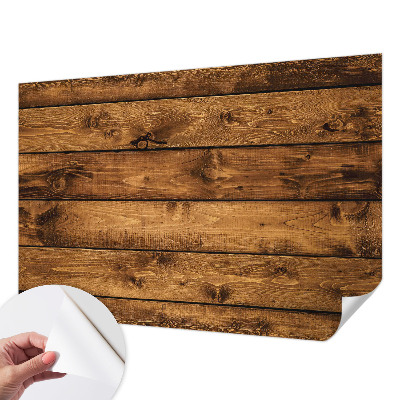 Removable wall mural wallpaper with a wooden boards design