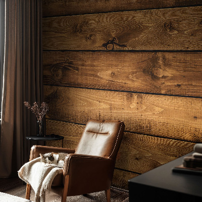 Removable wall mural wallpaper with a wooden boards design