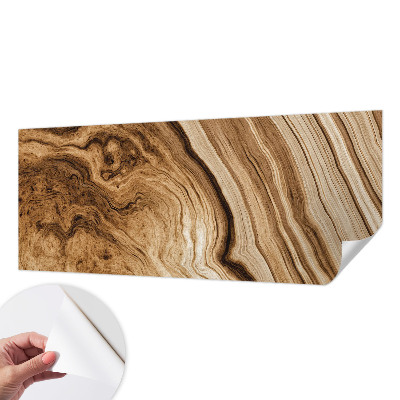 Peel and stick wall mural with a wood grain finish for living rooms