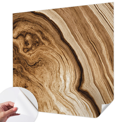 Peel and stick wall mural with a wood grain finish for living rooms