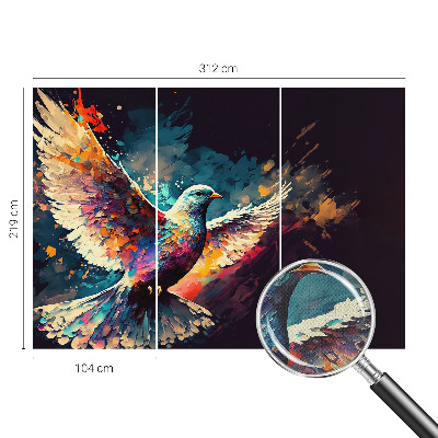 3D wall mural with a colorful bird motif