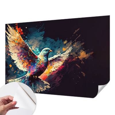 3D wall mural with a colorful bird motif