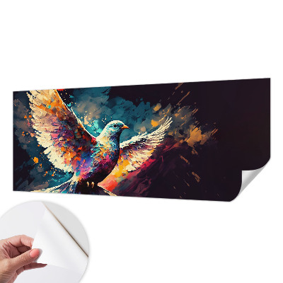 3D wall mural with a colorful bird motif