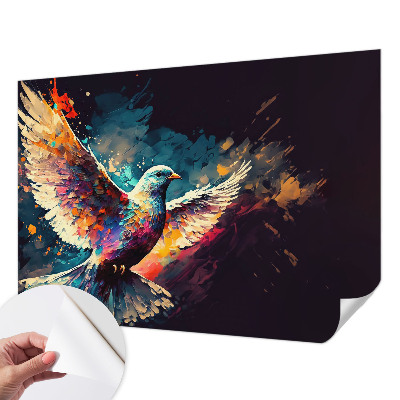 3D wall mural with a colorful bird motif