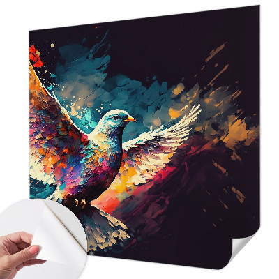 3D wall mural with a colorful bird motif