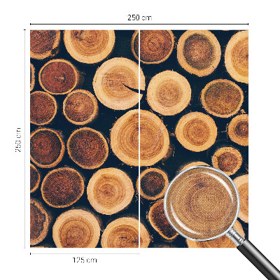 3D photo wallpaper mural with a wooden circles design