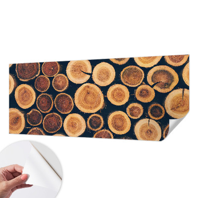 3D photo wallpaper mural with a wooden circles design