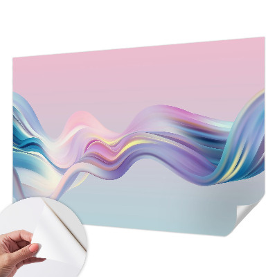 Children's wall mural with colorful wave design
