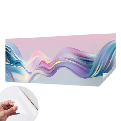 Children's wall mural with colorful wave design