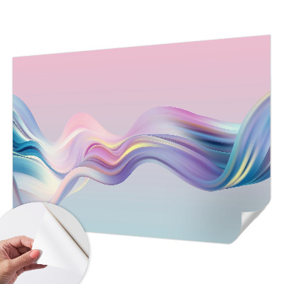 Children's wall mural with colorful wave design