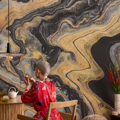 Peel and stick wallpaper mural with a kaleidoscope of lines pattern