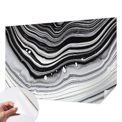 Self-adhesive wall mural with an optical waves pattern
