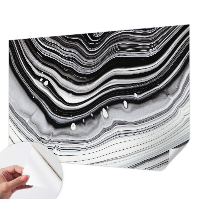Self-adhesive wall mural with an optical waves pattern