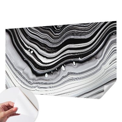 Self-adhesive wall mural with an optical waves pattern