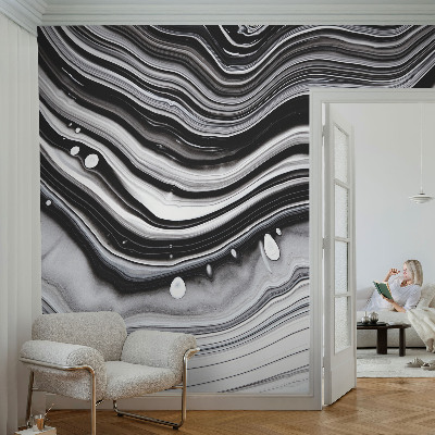 Self-adhesive wall mural with an optical waves pattern