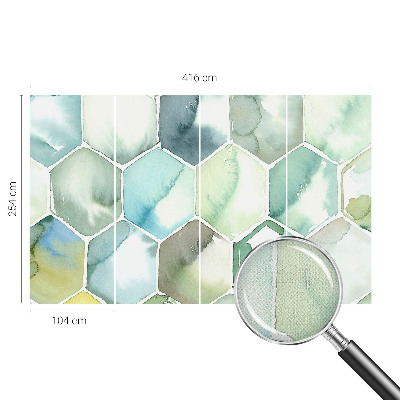 Removable wall mural with a pastel hexagon pattern