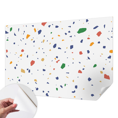 Peel and stick wall mural for living room with a rainbow pieces design